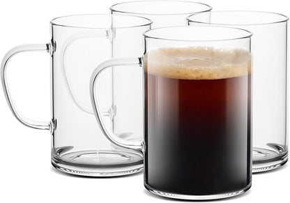 LUXU Glass Coffee Mugs, 16 oz Ice coffee cups, Large Beer Mugs Set of 4 | by LUXU