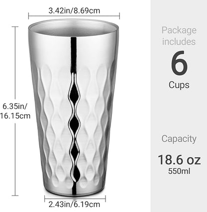 Beasea Stainless Steel Cups 19 oz, 6 Pack Large 18.6oz 550ml Stainless Steel - Image 2