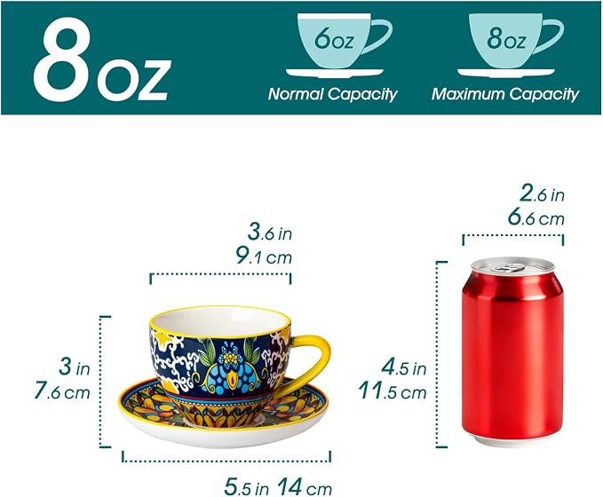 vancasso 8oz Porcelain Cappuccino Cups - Image 3