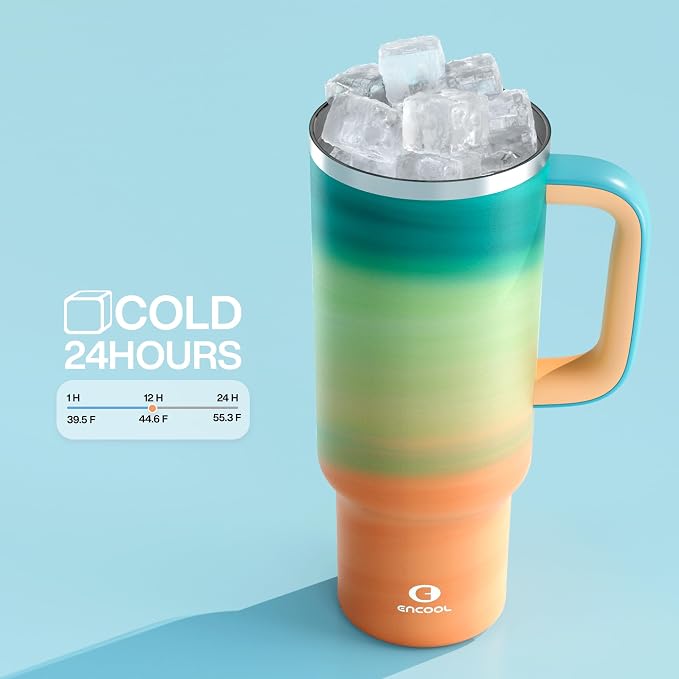 40 oz Tumbler with Handle and Straw: Stainless Steel Insulated Tumbler Keeps - Image 6
