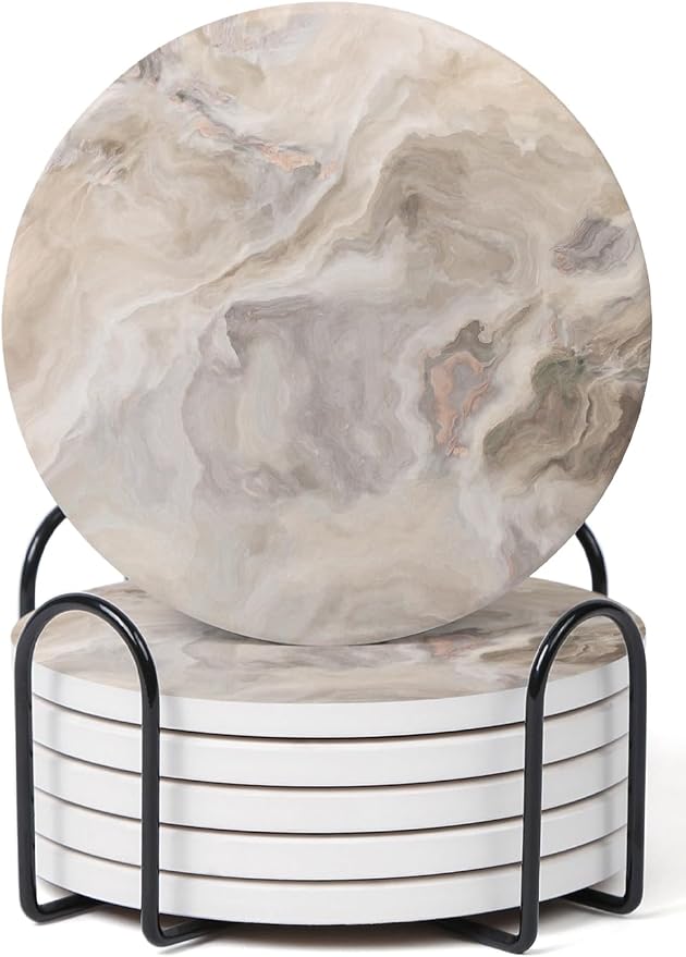 Set of 6 Abstract Marble Coasters by Hoomey