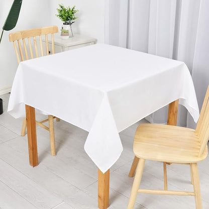 Hiasan 2 Pack Faux Linen Square Tablecloth - Wrinkle and Stain Resistant Washable Table Cloth for Kitchen Dining Room Holiday Table Cover for Party Dinner, White, 70 x 70 Inch
