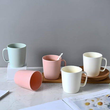 Coffee Mugs Set of 5, 10 Ounce, 3 Basic Colors | Unbreakable Plastic Coffee - Image 3