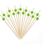 Minisland Grass Green Pearl Cocktail Picks, 4.7 Inch Long Bamboo Fancy Toothpicks for Appetizers, Decorative Spring Summer Holiday Party Food Drink Garnish Fruit Kabob Skewer Sticks 100 Counts -MSL453