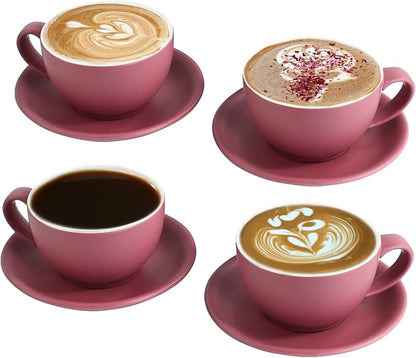 Yundu Matte Purple Cappuccino Cups Set of 4-10oz Ceramic Latte Mugs by YunduHome