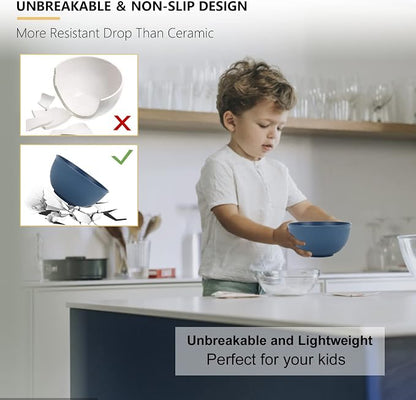 PYRMONT Unbreakable Cereal Bowl 26 OZ Alternative Plastic Bowls Reusable Wheat - Image 5