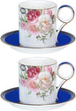 KAMMAK Tea Cups and Saucers Set of 2, Porcelain Coffee Cups, JBE015 | Stackable by KAMMAK
