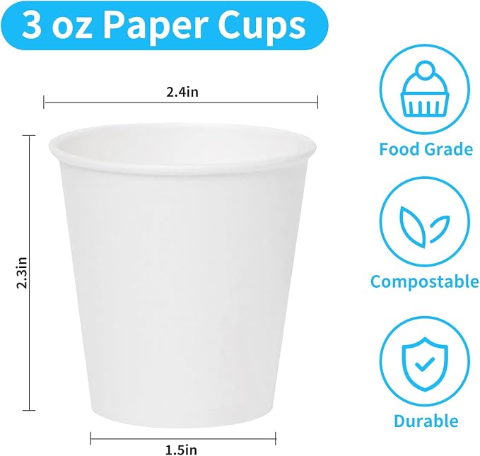 RACETOP 3 oz Paper Cups 600 count, Disposable Bathroom Mouthwash Cups, Small - Image 5
