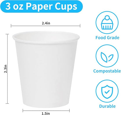 RACETOP 3 oz Paper Cups 600 count, Disposable Bathroom Mouthwash Cups, Small - Image 5