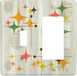 Light Switch Cover Mid Century Modern Retro Stars 2 Gang Toggle Rocker Combo Socket Cover Wall Plates Decorative Switch Plates and Outlet Covers for Bathroom Bedroom Decor