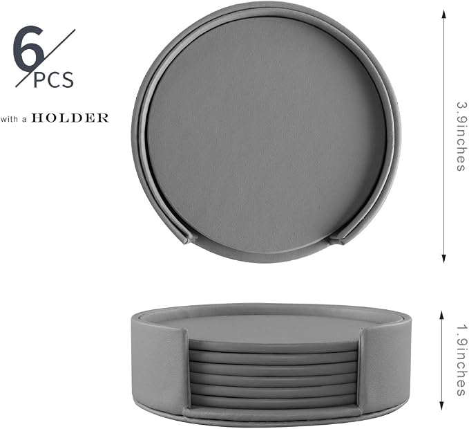 6 Pieces Grey Coasters, Coasters - Image 2