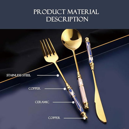 20-piece Silverware Set With Ceramic Handle, Premium Food Grade Stainless Steel Flatware Sets, Mirror Polished Cutlery Set, Dishwasher Safe (for 4 People)