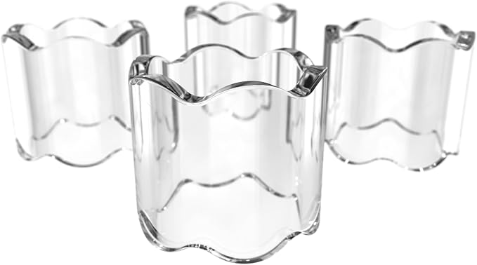 Scalloped Acrylic Napkin Rings Set of 4 – Elegant Crystal Clear Napkin Holders - Image 5