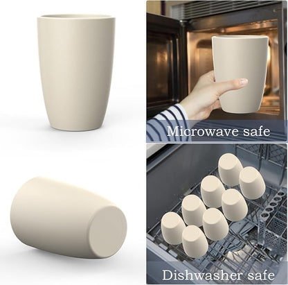 Wrova Wheat Straw Cups 8 PCS Good Alternative to Plastic Reusable Cups 20 oz - Image 4