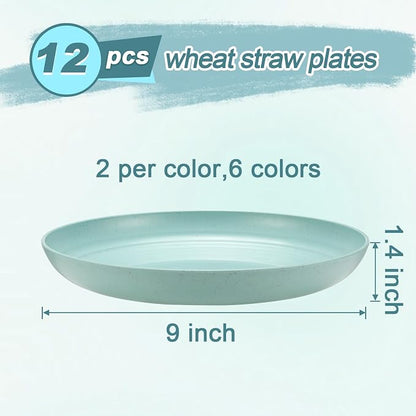 HEYCOME 12 Pcs Unbreakable Deep Dinner Plates Set, 9 inch Reusable Plastic - Image 2