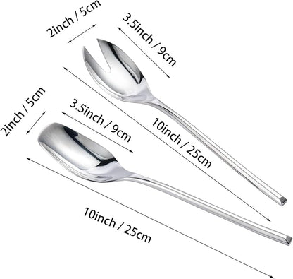 IMEEA 18/10 Stainless Steel Salad Servers Set 10-Inch Salad Spoon and Fork - Image 2
