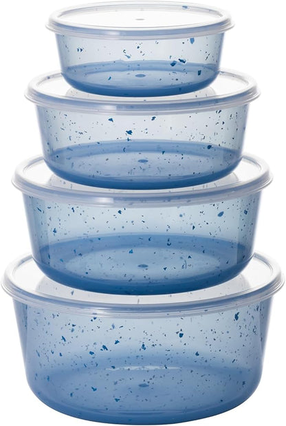 4Pcs stackable Plastic Mixing Bowls with Lids Set for Kitchen, Safe BPA Free Non Toxic Serving Bowl Mixing Bowls