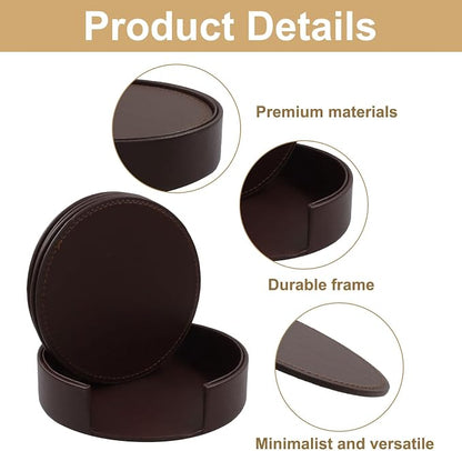 Leather Coasters for Drinks Set of 6 - Image 3