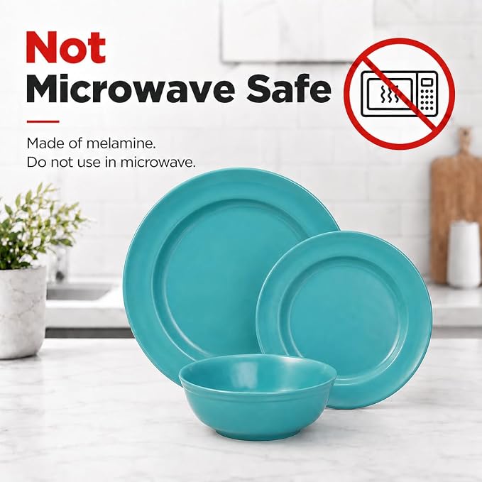 TP 18-Piece Dinnerware Set, Melamine Dishes Set - Image 2