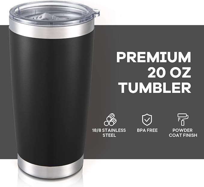 20 oz Tumbler with Lid Stainless Steel Insulated Tumblers Cups Travel Mug | - Image 2