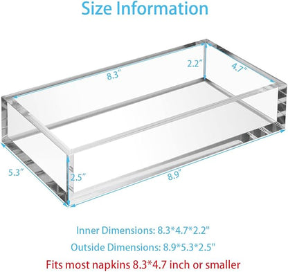Acrylic Napkin Holder Tray, 8mm Thick Bathroom Guest Towel Holder | Vanity - Image 2
