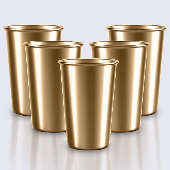 5-Pack 16 oz Stainless Steel Pint Cups, Reusable | Food-Grade 304 Stainless by Unknown