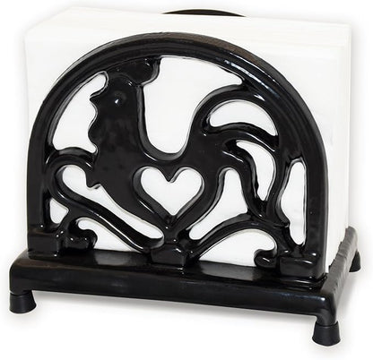 Vintage Metal Napkin Holder, Heavy Cast Iron Napkin Holder Organizer for Kitchen Restaurant Home Décor, Black