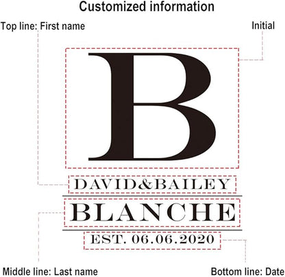Personalized Coasters, Custom Engraved Coasters, Bamboo Coasters for Drinks, Monogram Coasters with Holder, Great Gifts for Relatives, Friends or Yourself (B, Set of 4)