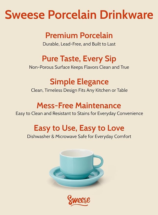 Sweese 8 Ounce Porcelain Stackable Cappuccino Cups - Image 7