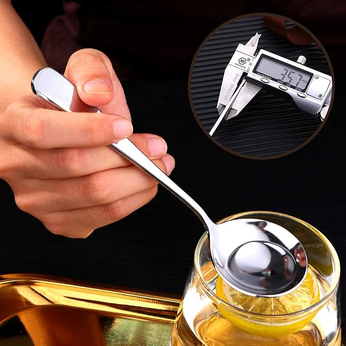 Broth Round Spoon Set, 12 Piece Reusable Stainless Steel Dinner Table Cereal - Image 8