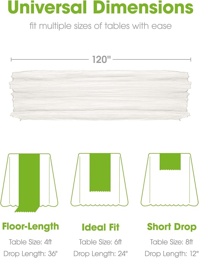 Pureegg 2-Pack Cheesecloth Table Runner, Decorations - Image 5