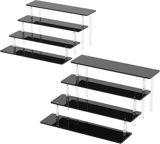 4 Tier Acrylic Display Risers, Black Perfume Organizer Stand, Large Cupcake Stand Holder, Dessert Display for Party, Display Shelf for Figure and Collection, Riser Stand for Decoration and Organizer