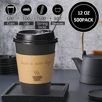BYSNOW 500 pack 12 oz Bulk Disposable Coffee Cups - Image 2