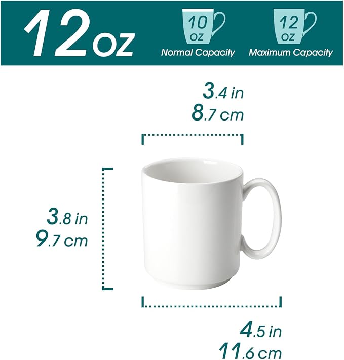 vancasso Porcelain Coffee Mugs Set of 6, 12 Oz Coffee Cups - Image 2