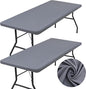 homing 2 Pack Rectangle Table Cloth, Elastic Fitted Fabric Tablecloth Fits for 6 Foot Folding Tables, Washable Table Cover for Picnic, Camping, Indoor & Outdoor (Grey, 30" x 72")