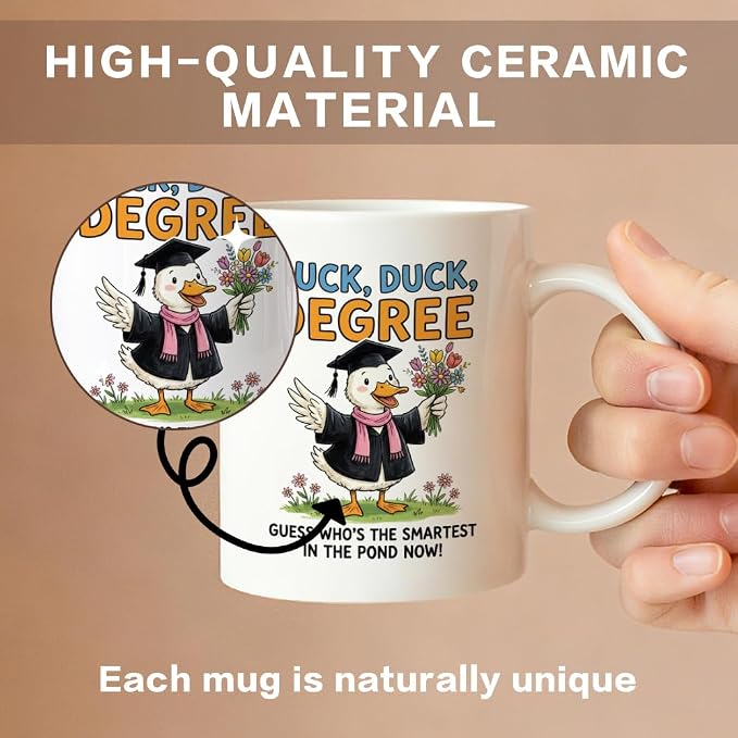 Guess Who's The Smartest In The Pond Now 11 oz Mug, Cute Graduate Goose Design - Image 3