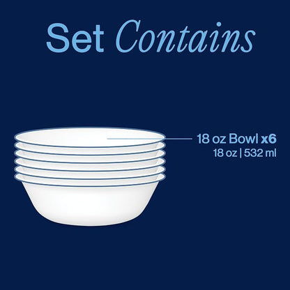 Corelle 6-Piece 18oz Round Bowls Vitrelle Triple Layer Glass, Cereal and Snacks - Image 3