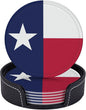 6 Pack Texas Flag Leather Coaster by GTEVUTS