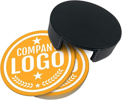 Custom Leather Coasters with Logo - Image 4