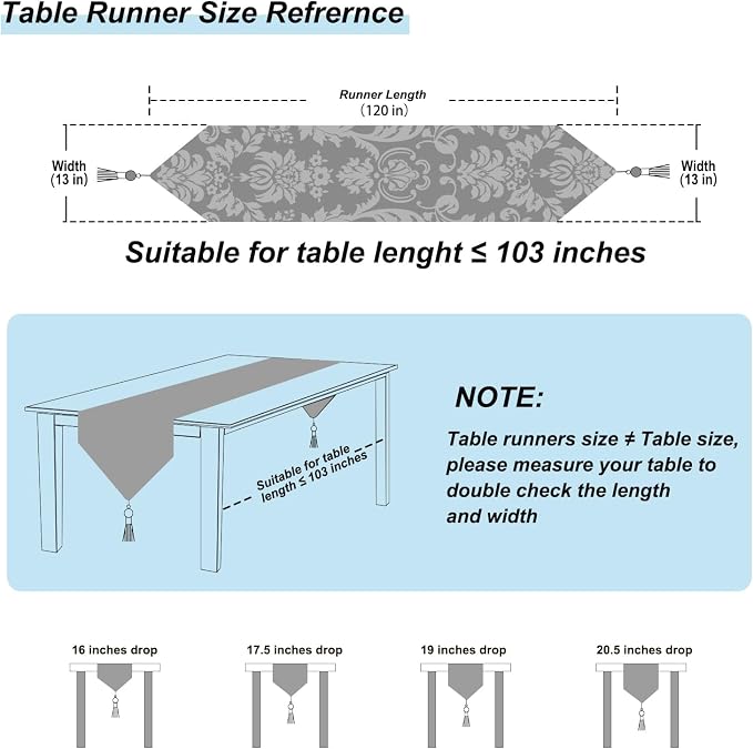 120" Long Table Runner Luxury Retro Embroidery Pattern - Image 2