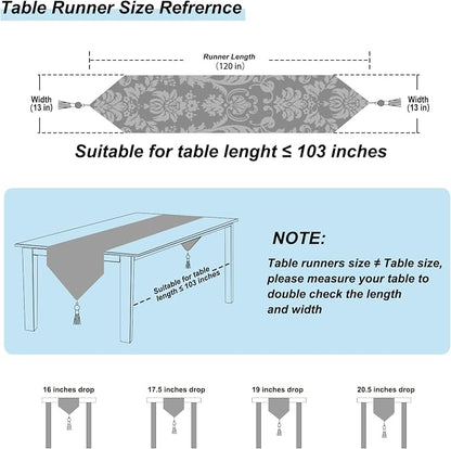 120" Long Table Runner Luxury Retro Embroidery Pattern - Image 2
