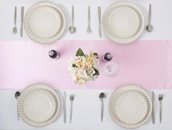 Light Pink Satin Table Runner, 12x108 Inches, 12 Pack | Premium Satin, Smooth - Image 5