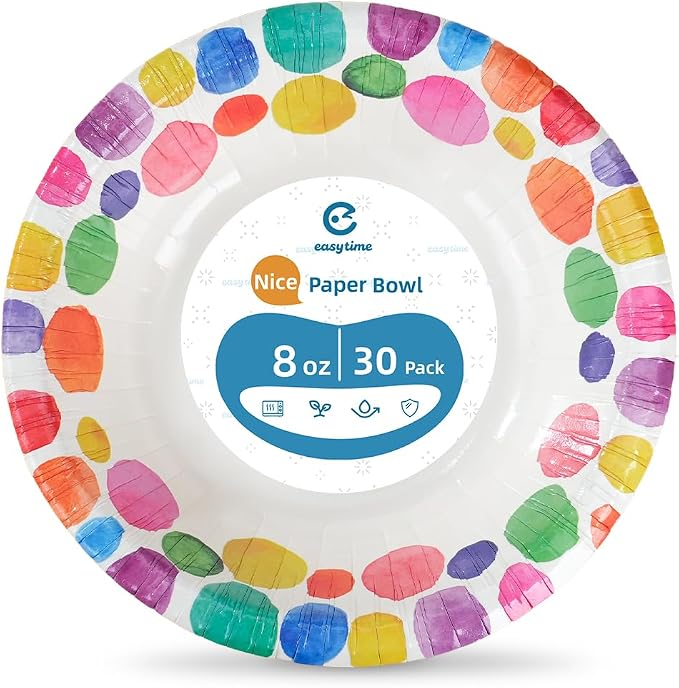 30 Count 8oz Paper Bowls, Disposable Bowls Microwaveable, Soak Proof and Cut - Image 8