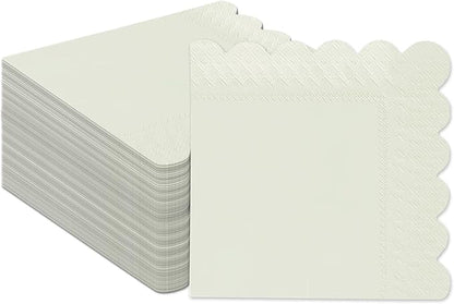 qiqee Apricot Grey Cocktail Dinner Napkins 5x5inch Disposable Beverage,Wedding, Birthday Party Dessert Wave Paper Napkins(120 Count)
