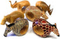 Mahogany Wood Animal Napkin Rings - Set of Six