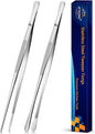 JETKONG 2 Pcs 12-Inch Cooking Tweezers Stainless Steel, Straight Food Tweezers, Professional Kitchen Tweezer/Forceps for Cooking Repairing and BBQ (12-Inch, Silver)