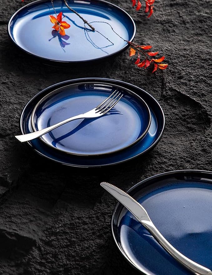 4-piece set, natural active glaze plate and bowl set, microwave and dishwasher - Image 8