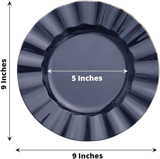 Efavormart 9" Salad Plates – Set of 10 Plastic Navy Blue Round Disposable Plates - Image 3