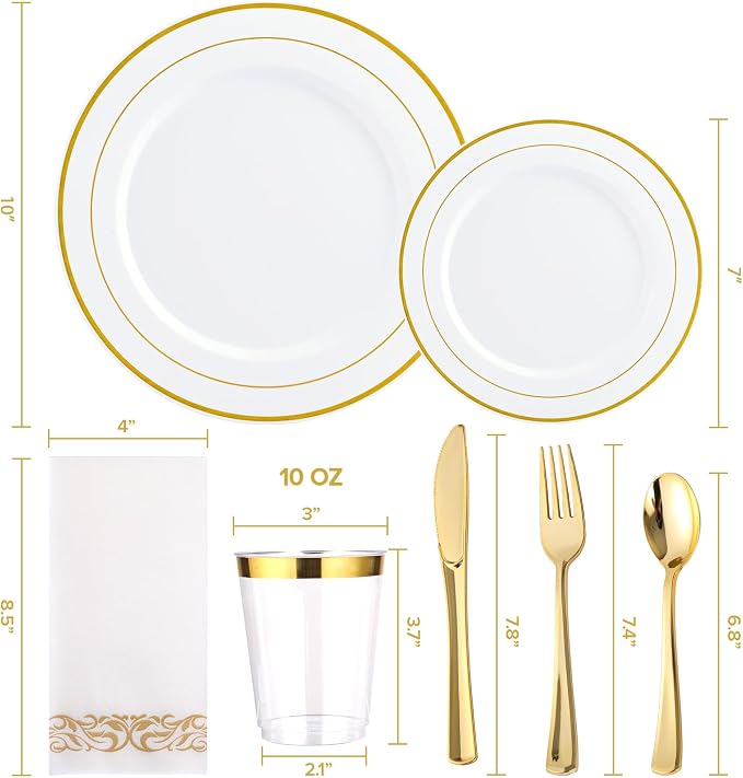 FOCUSLINE 175 Count Gold Dinnerware Set - Image 2