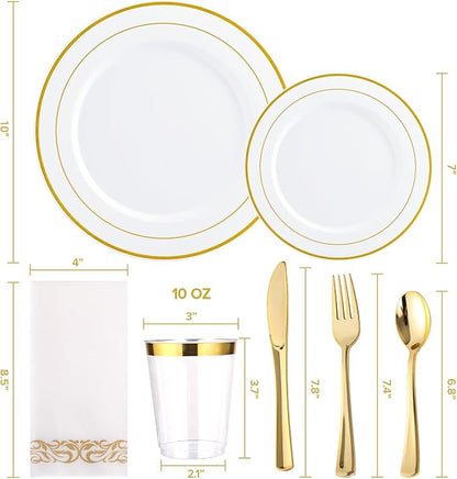 FOCUSLINE 175 Count Gold Dinnerware Set - Image 2